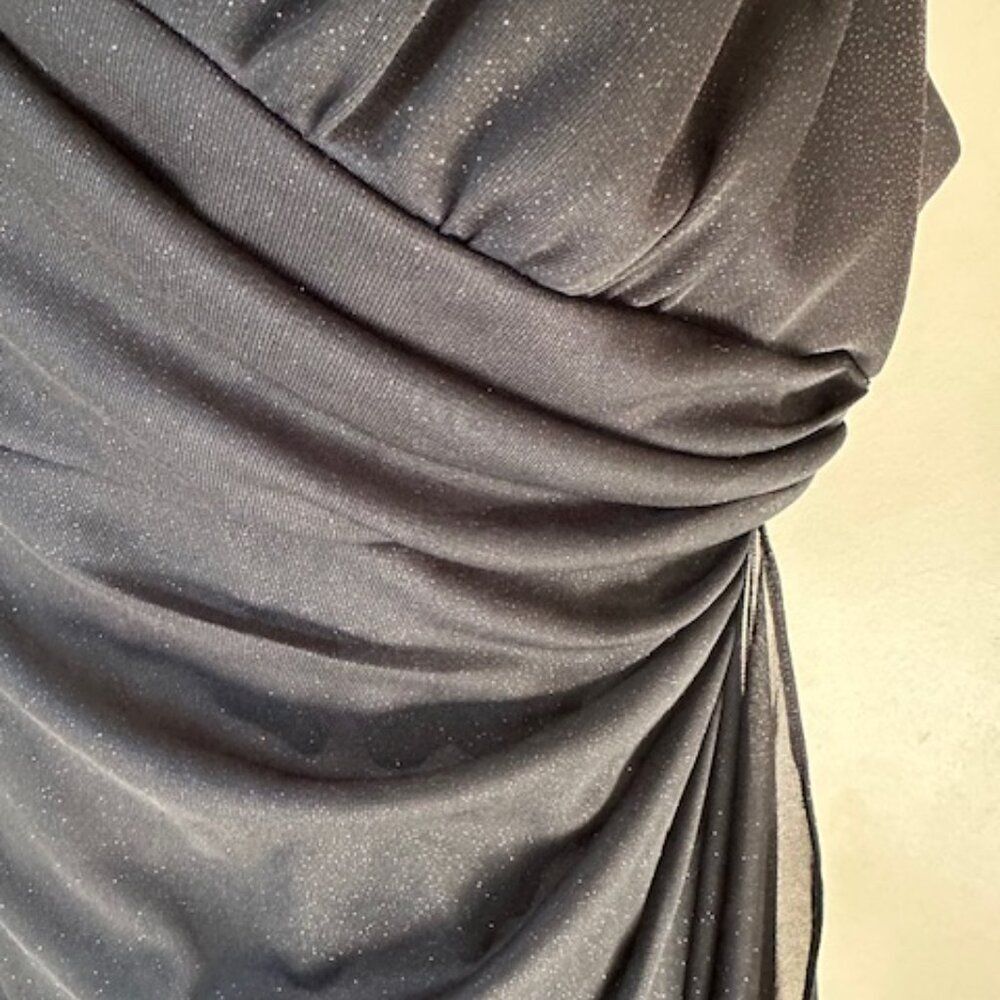 Dressbarn Black Ruched Glitter Dress with Rhinestone Accents  8597 - Picture 7 of 10